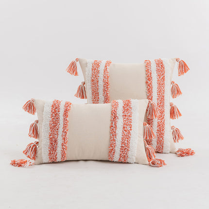 Housse de coussin de canapé touffetée Boho Chic avec pompons