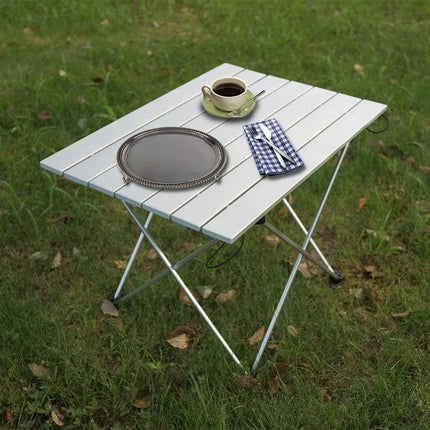 Mesa de camping plegable de aluminio portátil y ultraligera