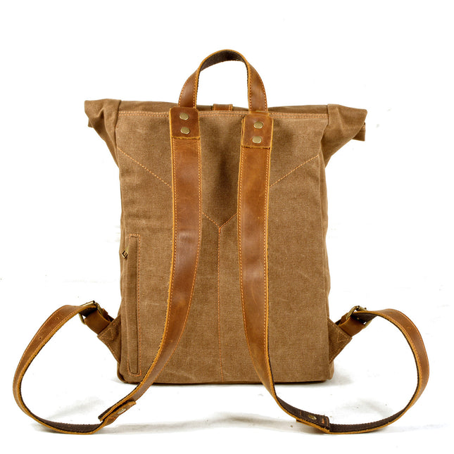 Nouveau sac à dos rétro simple en toile cirée pour hommes, cuir décontracté