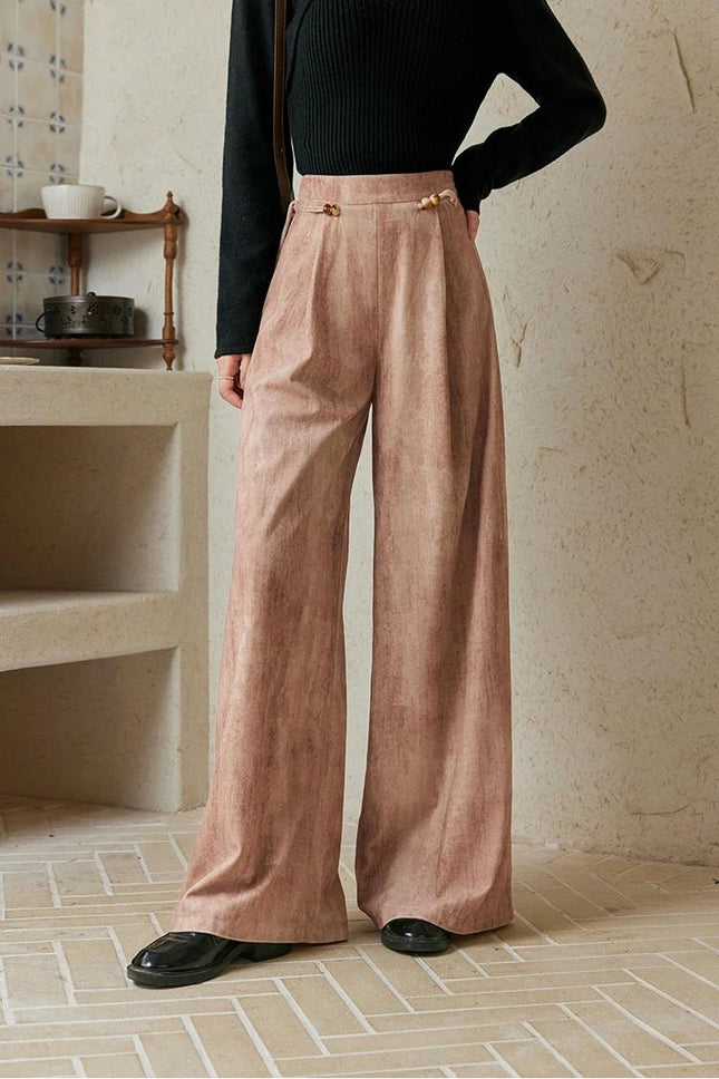 Pantalones anchos y holgados de cintura alta para mujer