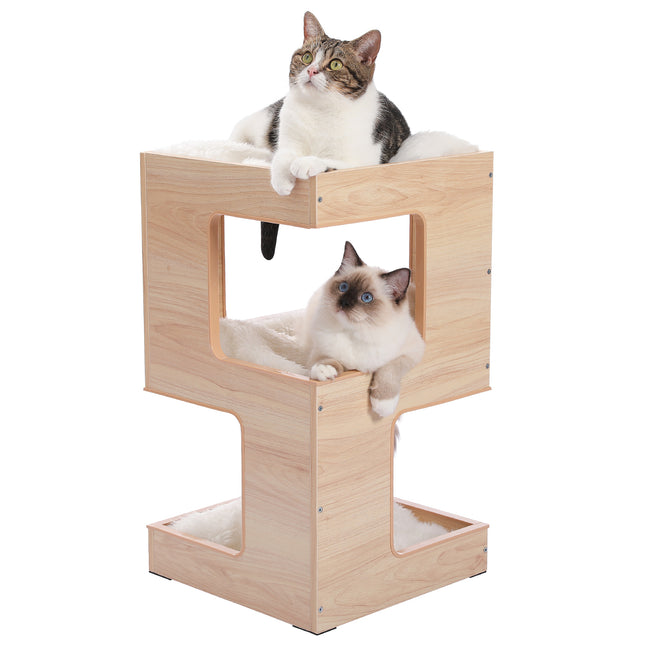 Árbol para gatos moderno de varios niveles con rascador