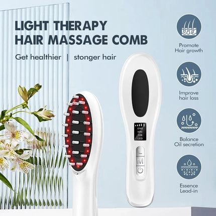 Electric Hair Growth and Scalp Health Massage Comb with Red/Blue Light Therapy - Wnkrs