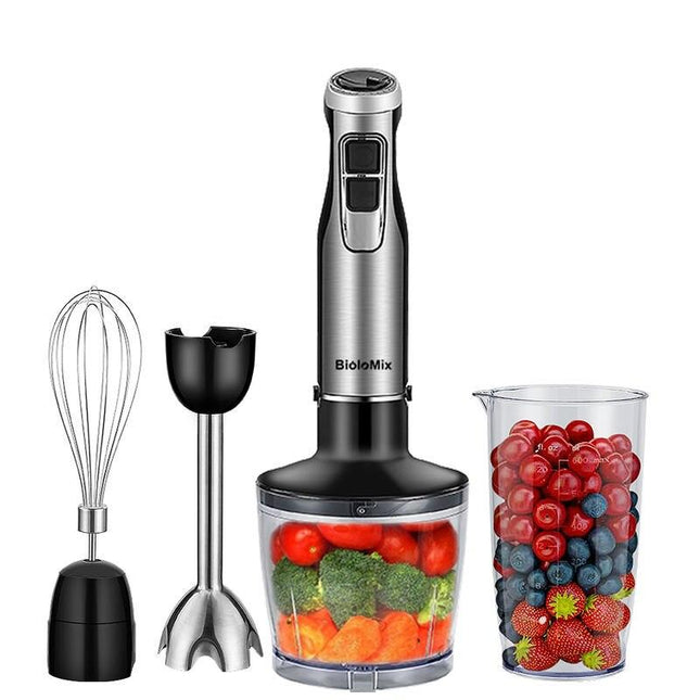 Batidora de mano de inmersión 4 en 1 de 1200 W con accesorios para picar y preparar batidos