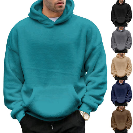 Sweat à capuche en velours double face pour homme, avec poches