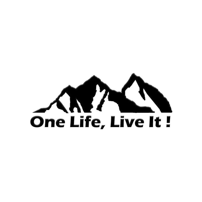 Universal 'One Life Live It' Off-Road Car Sticker - Mountain Silhouette Decal for All Vehicles - Wnkrs