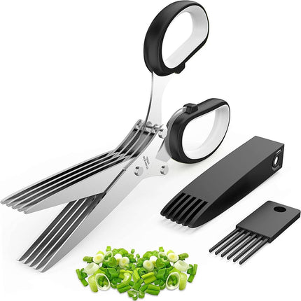 Herb Scissors Set With 5 Blades And Cover - Multipurpose Kitchen Chopping Shear - Wnkrs