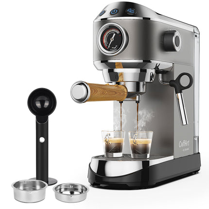 Cafetera espresso semiautomática de 20 bares con varilla espumadora de leche