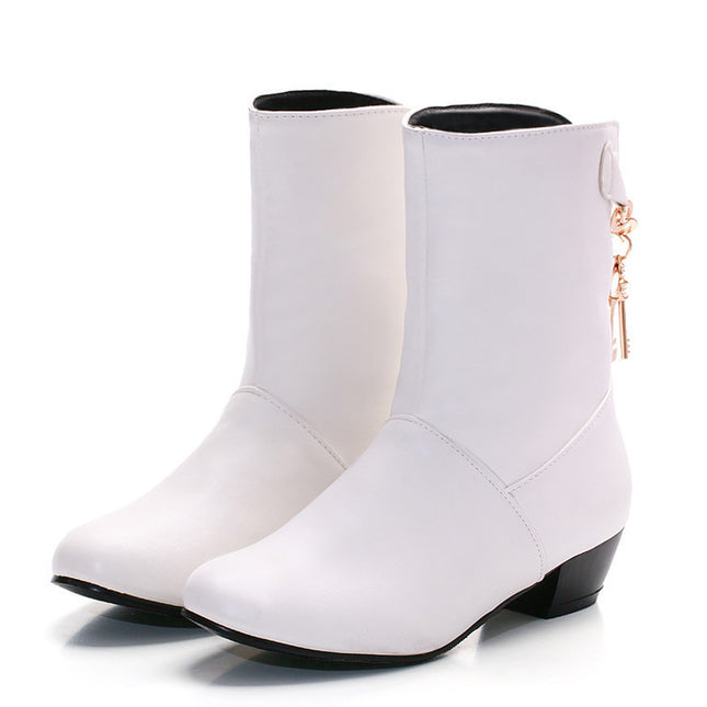Bottines à talons bas en PU de qualité supérieure pour femmes