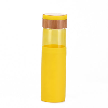 Handle Bamboo Cover Color Silicone Cover Outdoor Water Cup - Wnkrs