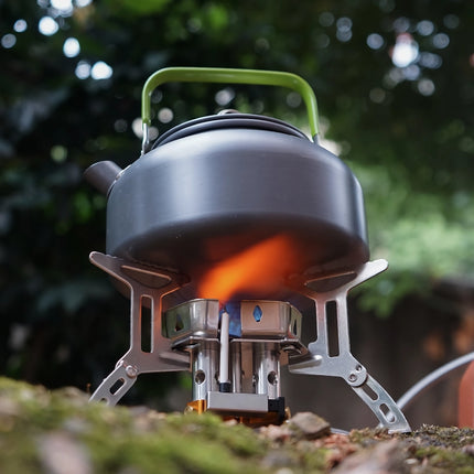 Estufa de camping portátil de tres cabezales resistente al viento para exteriores