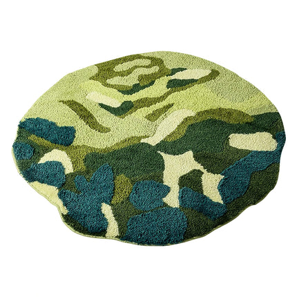 Tapis touffeté rond en mousse verte 3D pour la décoration intérieure