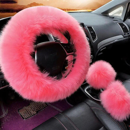 Warm & Fluffy Woolen Steering Wheel Cover Kit - Wnkrs