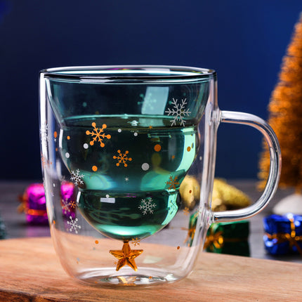 High Borosilicate Christmas Tree Double Glass Water Cup - Wnkrs