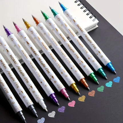 Lot de 10 stylos à tatouage à double tête en métal coloré