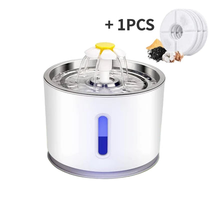 Fuente de agua para gatos de acero inoxidable de 81 oz con bomba ultrasilenciosa y 3 configuraciones de flujo de agua