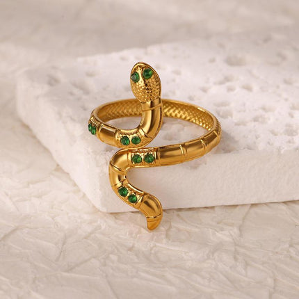 Anillos de serpiente de acero inoxidable dorado para mujer: joyería estética vintage con animales