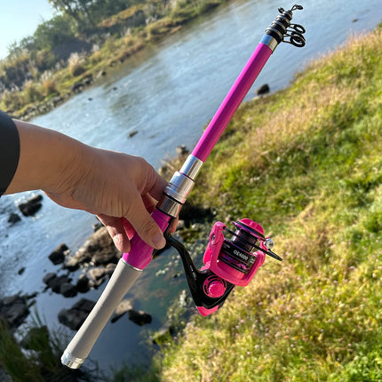 Combo de caña y carrete de pesca telescópico