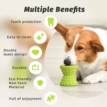 Durable Food Dispensing Chew Toy for Aggressive Chewers - Non-toxic, Natural Rubber, Treat Leaking Bone Toy for Dogs