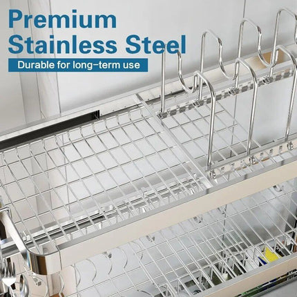 Adjustable 3-Tier Stainless Steel Over The Sink Dish Drying Rack - Wnkrs