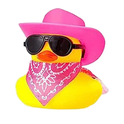 Mini Rubber Duck Car Ornaments Dashboard Interior Decor Cowboy Hat Duck With Scarf Sunglasses Kids Toys Gifts Car Accessories - Wnkrs