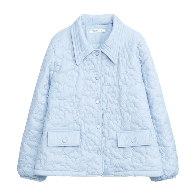 Manteau court décontracté en coton bleu