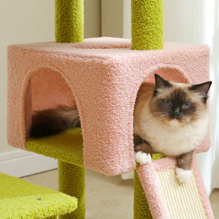 Árbol para gatos con flores de 47 pulgadas, torre de varios niveles con postes rascadores de sisal y cómoda percha para gatos de interior