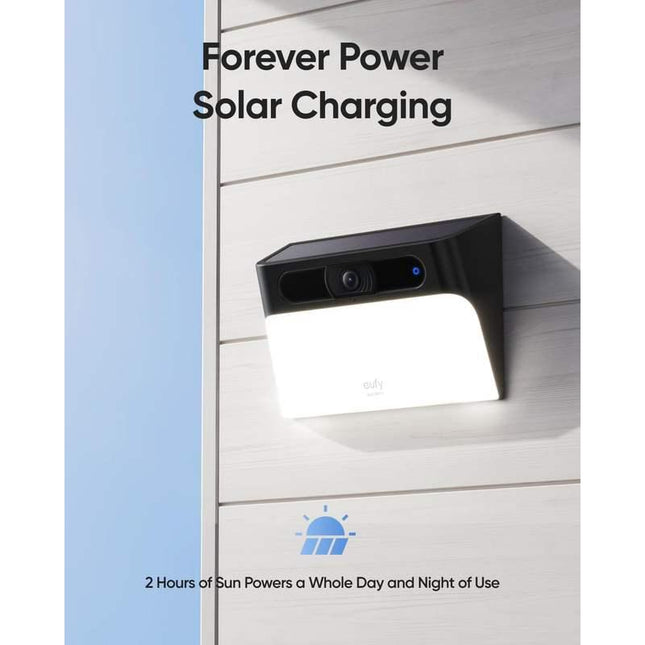 Cámara de seguridad inalámbrica para exteriores con luz de pared y energía solar de 2K