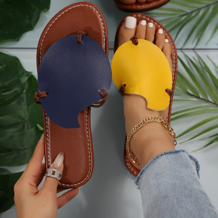 Sandales décontractées à bout ouvert et à couleurs assorties pour l'été, pantoufles plates personnalisées pour femmes, tongs