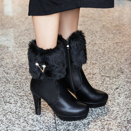 Autumn And Winter Short Boots Snow Female Buskin Female Boots Chunky Heel Booties