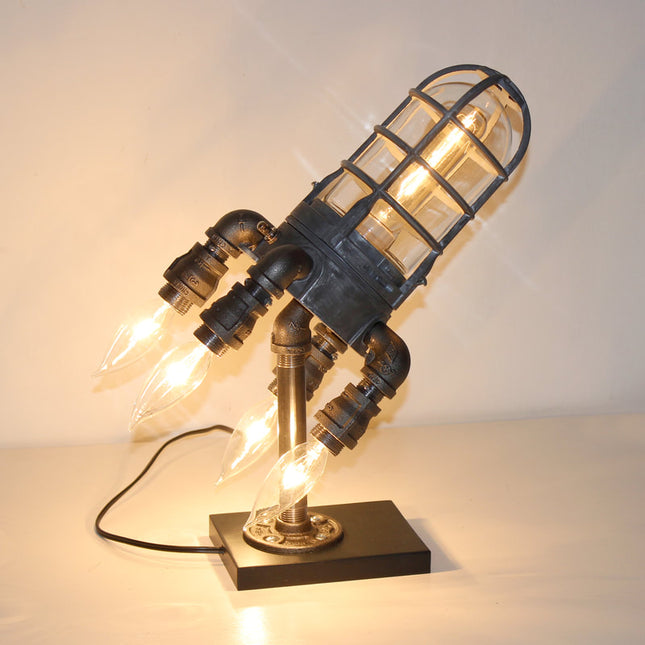 Luz de noche LED con forma de cohete estilo steampunk retro