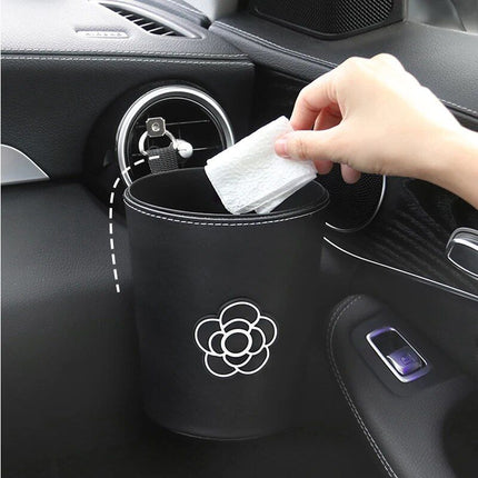 Chic Camellia Car Trash Bin - Compact Garbage Bag for Auto Vent & Headrest - Wnkrs