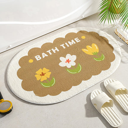 Tapis de sol absorbant antidérapant à motif floral doux pour la maison