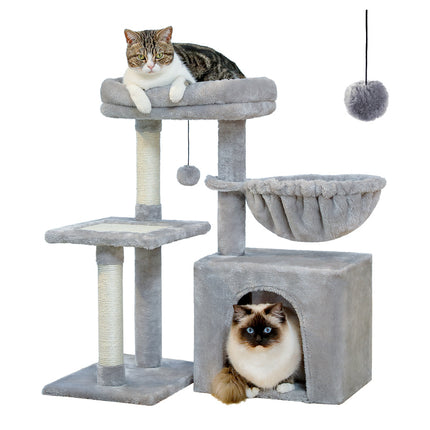 Arbre à chat compact 2 en 1 avec griffoir et hamac confortable, 73 cm de haut