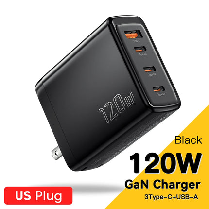 120W GaN USB-C Fast Charger with 4 Ports for Laptops, Phones & Tablets