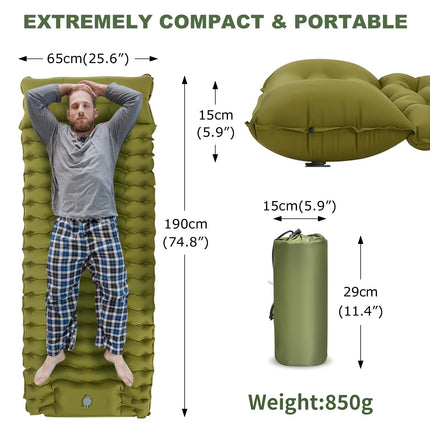Inflatable Camping Mattress with Built-In Pillow & Pump