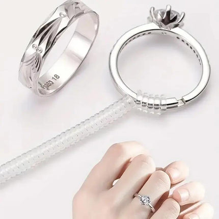 Reductor de tamaño de anillo ajustable: herramienta de cambio de tamaño transparente invisible para un ajuste perfecto (juego de 1 a 4 piezas)