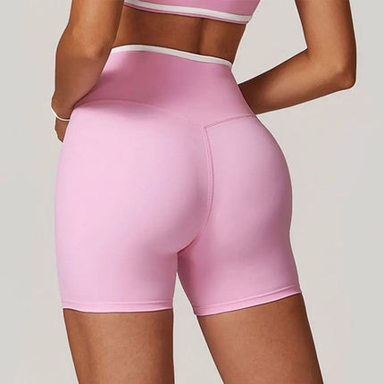 Pantalones cortos deportivos y de yoga para mujer con cintura alta y forma de V