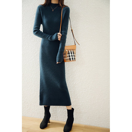 Cashmere Dress Slim-fit Sheath Long Knitted Wool Dress