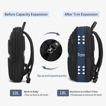 Mochila para computadora portátil de negocios para hombres: bolsa de viaje y escolar delgada e impermeable