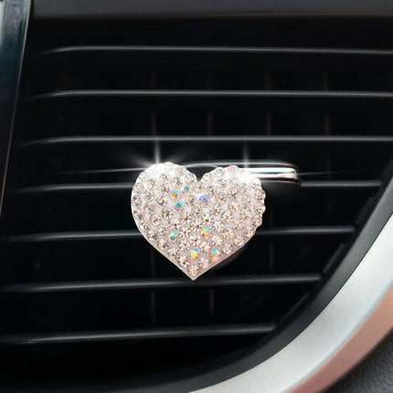 Colorful Heart-Shaped Rhinestone Car Perfume Clip - Wnkrs