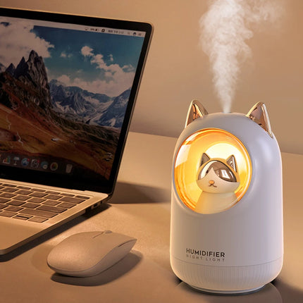 Humidificador y difusor de aromaterapia USB Lovely Kitty con luz nocturna