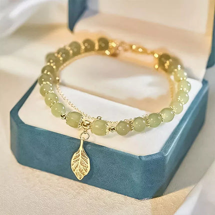 Hetian Jade Gold Leaf Bracelet - Wnkrs