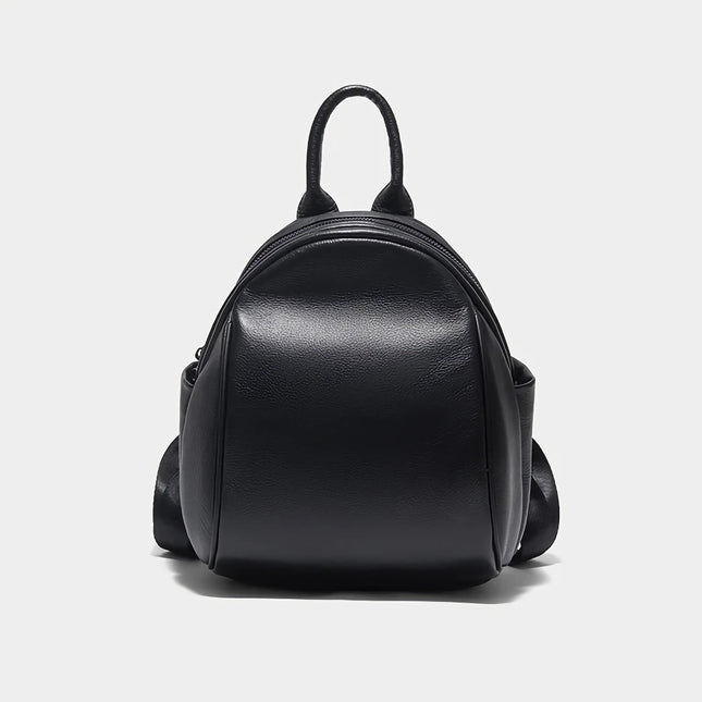 Elegante mochila de cuero color café oscuro para mujer: bolso de hombro doble de piel de vaca de primera calidad