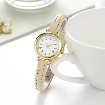 Montre-bracelet élégante en cuir à quartz pour femme – Design minimaliste classique