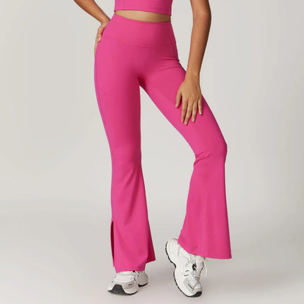 Pantalon de yoga évasé taille haute pour femme