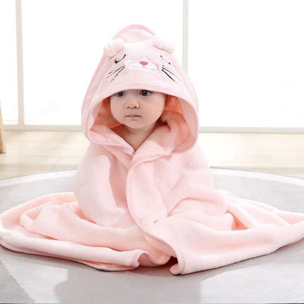 Soft & Adorable Cartoon Animal Hooded Baby Towel - Warm, Cozy Cotton Bathrobe for Newborns & Toddlers - Wnkrs