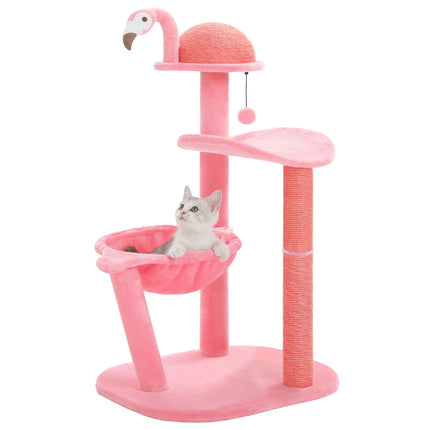 Árbol para gatos Flamingo Pink con postes rascadores de sisal y hamaca