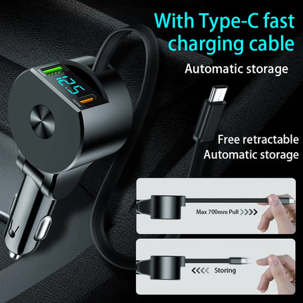 Chargeur de voiture rétractable 3 en 1 75 W