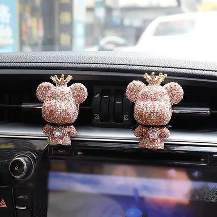 Cute Bear Car Air Vent Perfume Clip with Dazzling Rhinestone - Wnkrs