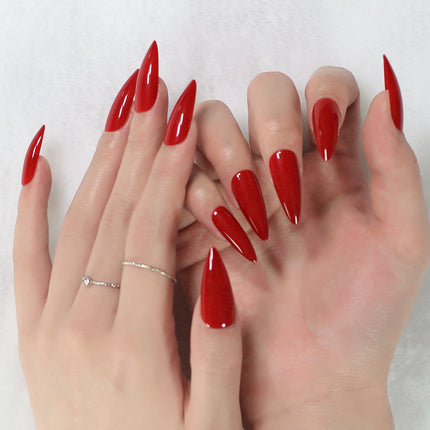 Ongles à coller glamour en stiletto rouge - Longueur moyenne